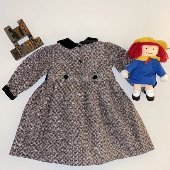 🇬🇧SARAH LOUISE England Tiny Floral Print Hand-Smocked Long Sleeve Dress - Picture 3 of 12